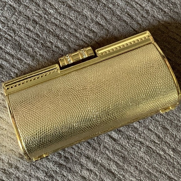 Gold evening clutch w/diamond studs - Picture 3 of 7